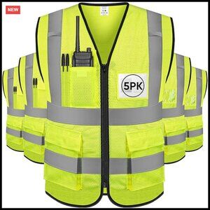 Reflective Safety Vest High Visibility Mesh ANSI Standard Workwear Zipper